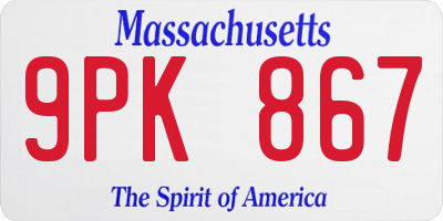 MA license plate 9PK867