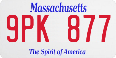 MA license plate 9PK877