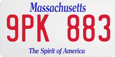 MA license plate 9PK883