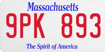 MA license plate 9PK893