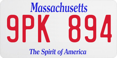 MA license plate 9PK894