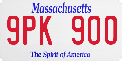MA license plate 9PK900