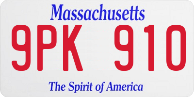 MA license plate 9PK910