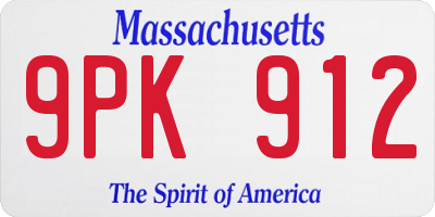 MA license plate 9PK912