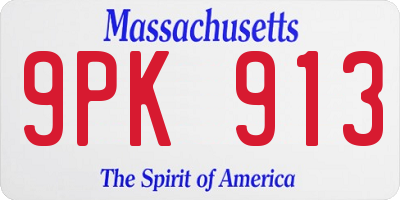 MA license plate 9PK913
