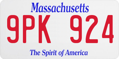MA license plate 9PK924