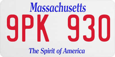 MA license plate 9PK930
