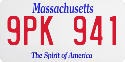 MA license plate 9PK941