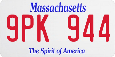 MA license plate 9PK944