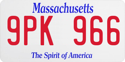 MA license plate 9PK966