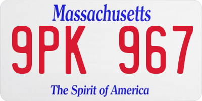 MA license plate 9PK967