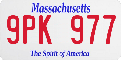 MA license plate 9PK977