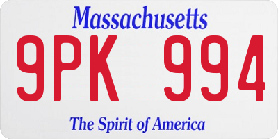 MA license plate 9PK994