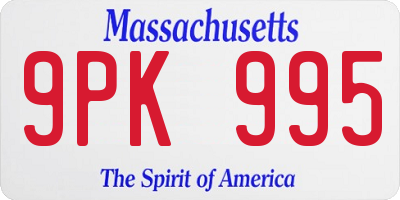 MA license plate 9PK995