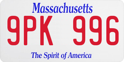 MA license plate 9PK996