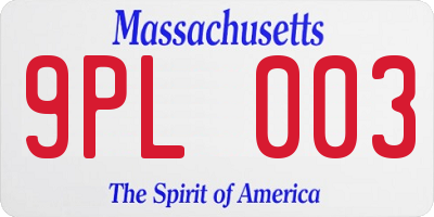 MA license plate 9PL003