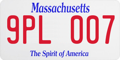 MA license plate 9PL007