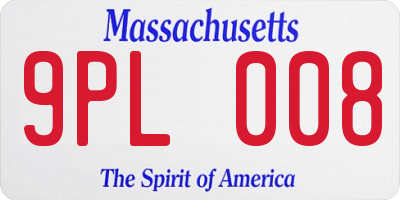 MA license plate 9PL008