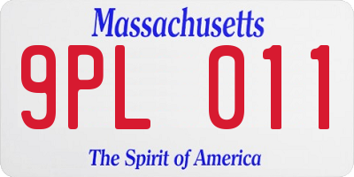 MA license plate 9PL011