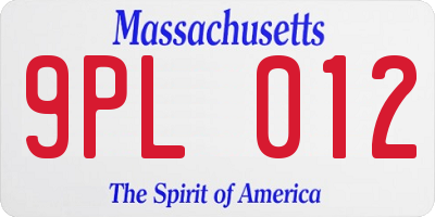 MA license plate 9PL012