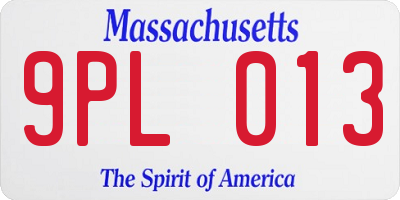 MA license plate 9PL013