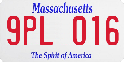 MA license plate 9PL016