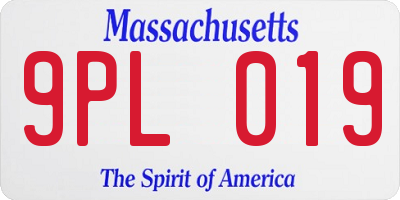 MA license plate 9PL019
