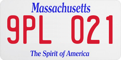 MA license plate 9PL021