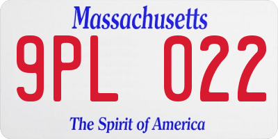 MA license plate 9PL022