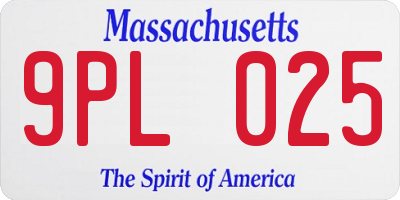MA license plate 9PL025