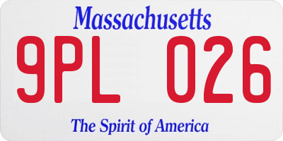 MA license plate 9PL026