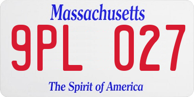 MA license plate 9PL027