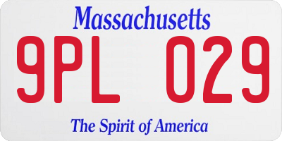 MA license plate 9PL029