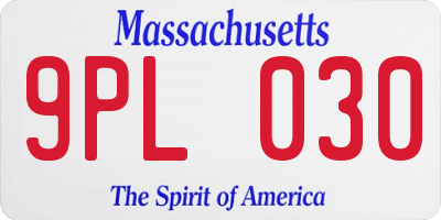 MA license plate 9PL030