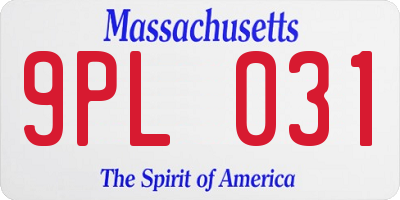 MA license plate 9PL031