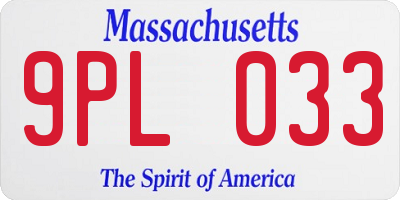 MA license plate 9PL033