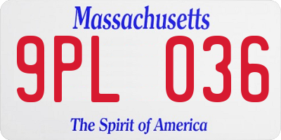 MA license plate 9PL036