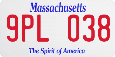 MA license plate 9PL038