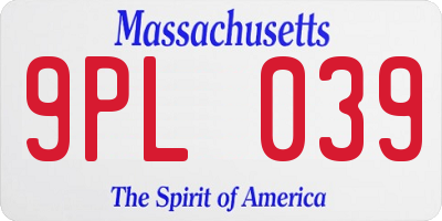MA license plate 9PL039