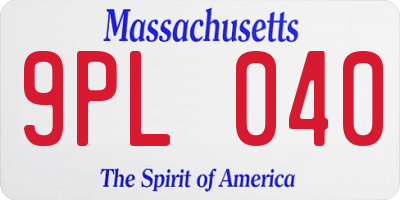 MA license plate 9PL040