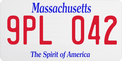 MA license plate 9PL042