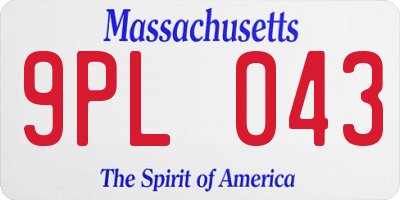 MA license plate 9PL043