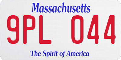 MA license plate 9PL044