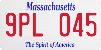 MA license plate 9PL045