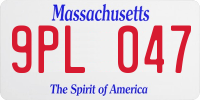 MA license plate 9PL047