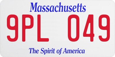 MA license plate 9PL049