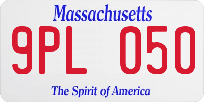 MA license plate 9PL050