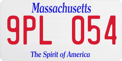 MA license plate 9PL054