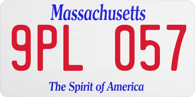MA license plate 9PL057