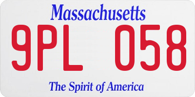 MA license plate 9PL058
